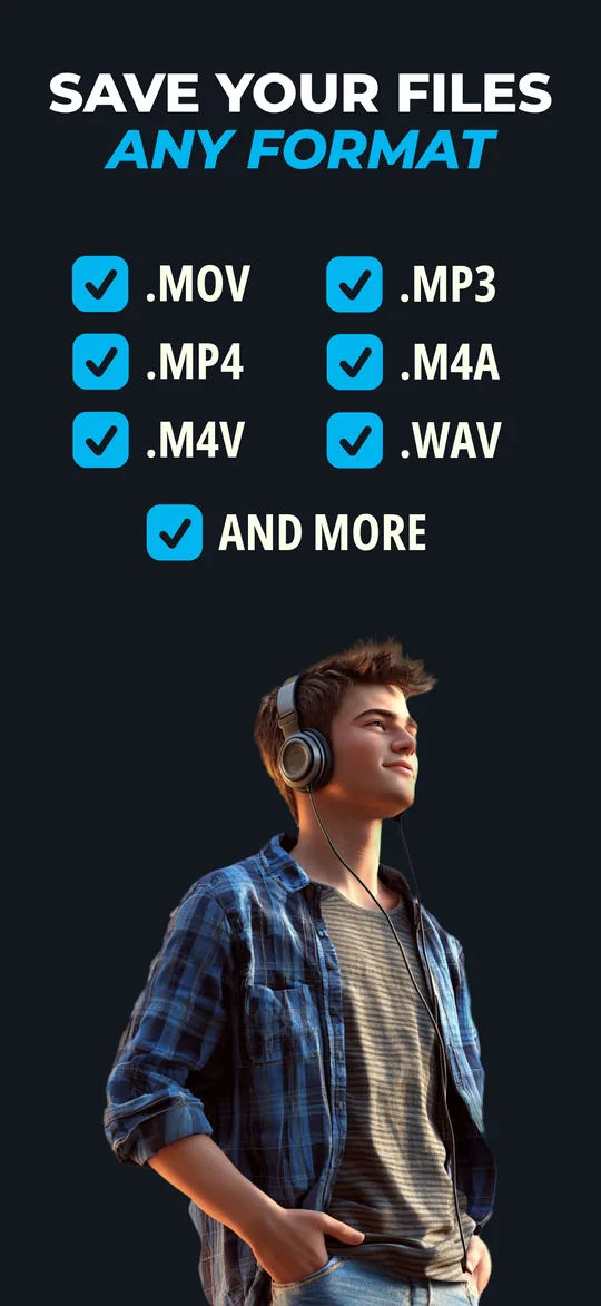 Supported file formats: MOV, MP4, M4V, MP3, M4A and WAV